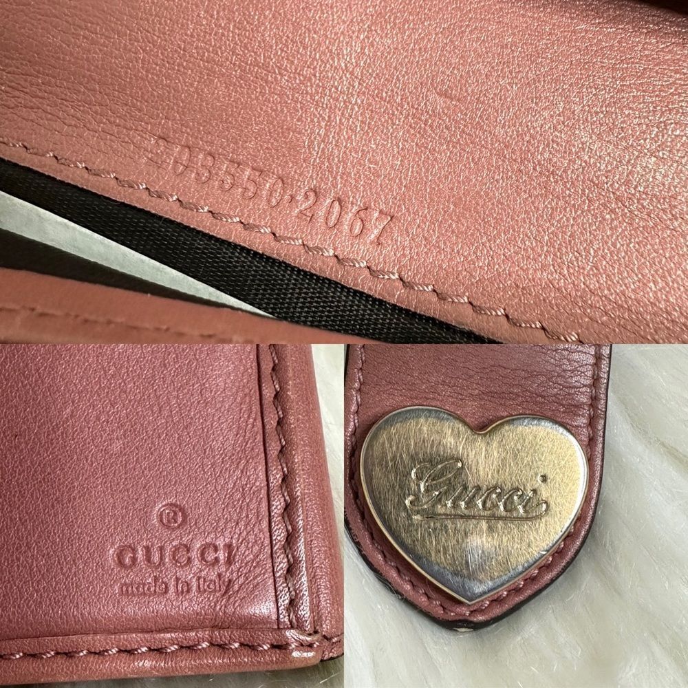 Gucci GG Canvas Pink Leather Heart Bifold Long Wallet with Box - Picture 5 of 15